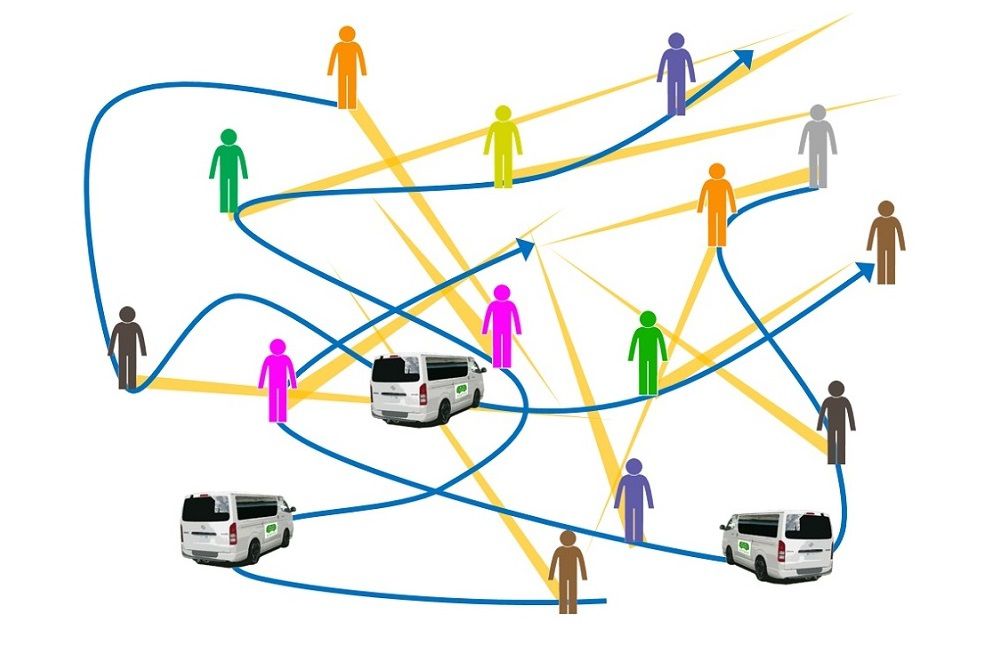 Convehicle的運行(háng / xíng)計劃示意圖。乘車點大多設置在垃圾回收站（注1）附近，僅需從家(jiā)出門扔垃圾的距離便可(kě)使用(yòng)Convehicle。