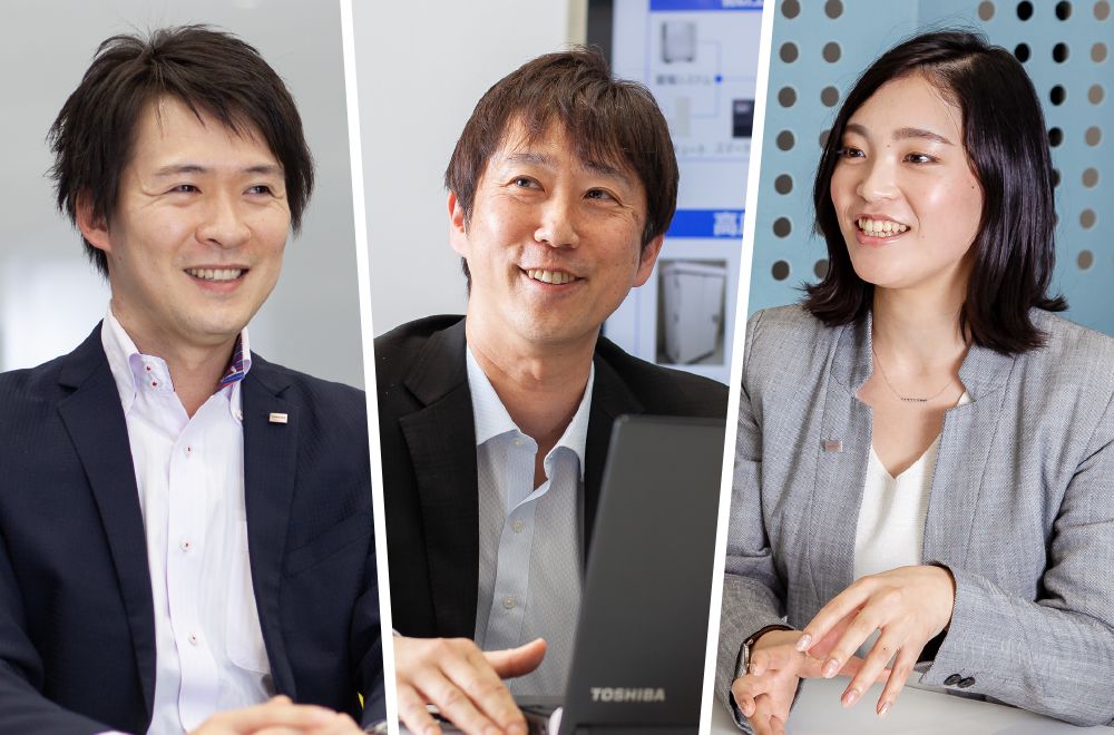 東芝能(néng)源系統株式會(huì)社 Grid Aggregation事(shì)業部能(néng)源物聯網推進部 （左起依次）木村功太朗先生(shēng)、新貝英己先生(shēng)、丸山保奈美女士